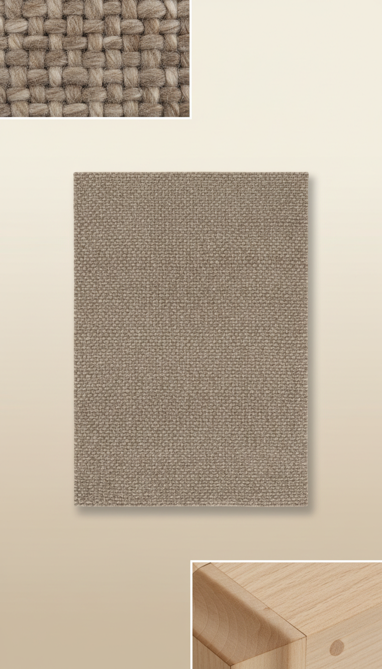 Tapis laine naturelle taupe feutré